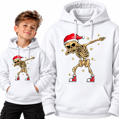 BLUZA Z KAPTUREM  ŚWIĄTECZNA skull dabbing christmas